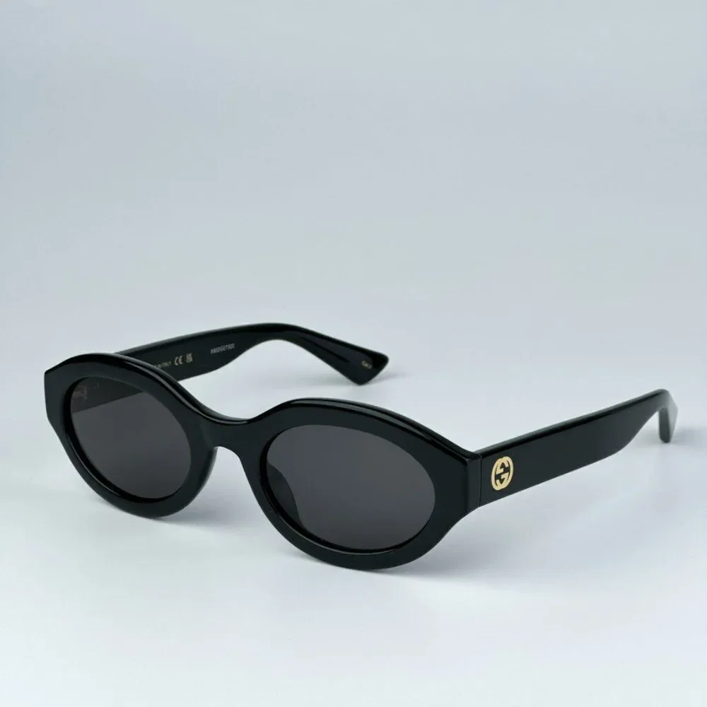 NEW Gucci GG1579S  001 Black Grey Unisex Oval Sunglasses GG 1579S
